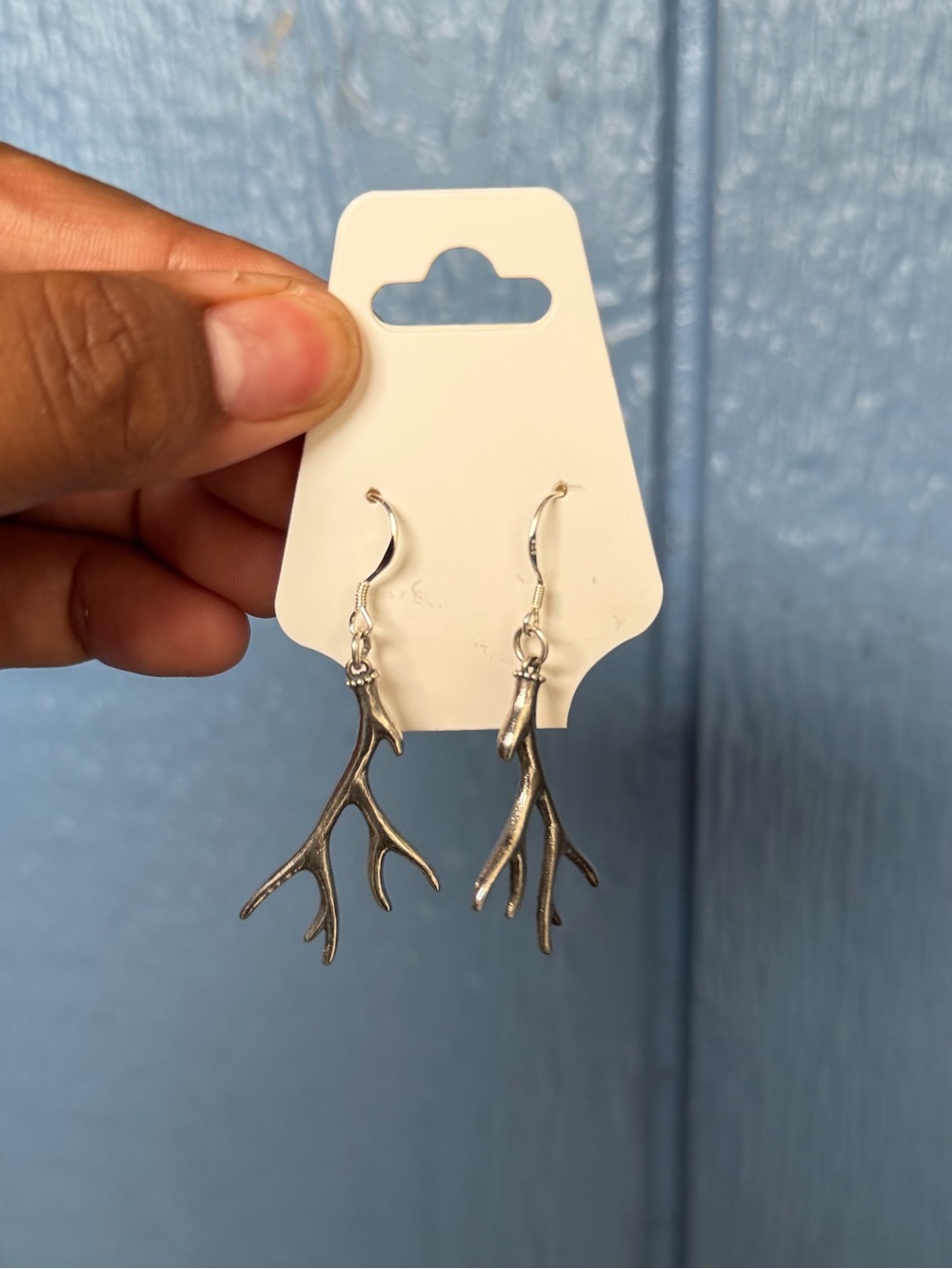 925 Sterling Silver Antler Dangle Earrings